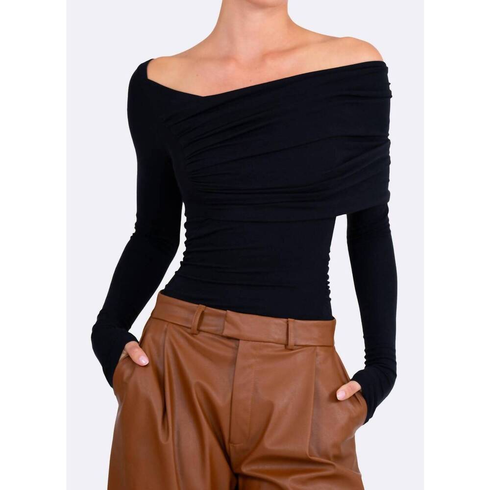 NEW NONCHALANT LABEL maple asymmetrical long sleeve top in black